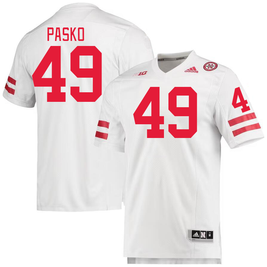 Men #49 Danny Pasko Nebraska Cornhuskers College Football Jerseys Stitched Sale-White